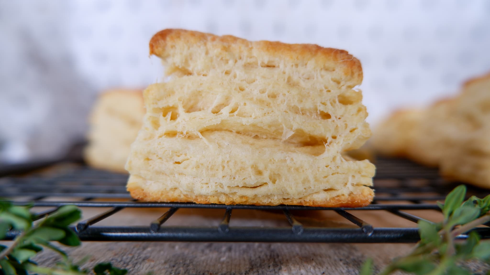 buttermilk biscuit on cooling rack.