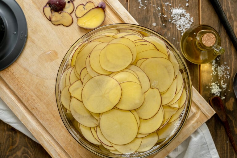 Crispy Homemade Potato Chips Peak to Plate