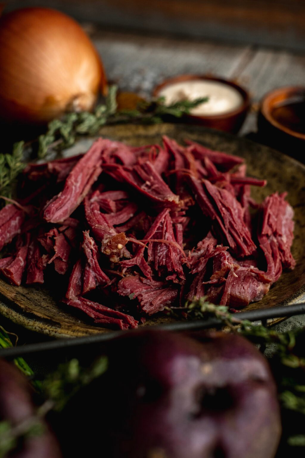 Corned Venison Hash with Horseradish Cream Sauce Peak to Plate
