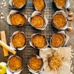 apple muffins on wire rack.