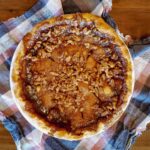 apple pie with caramel walnut topping.