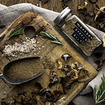 wild mushrooms and mushroom salt.