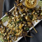 grouse satay with peanut sauce and white wine.