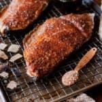 sweet and spicy smoked rockfish on cooling rack.