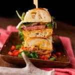 2 venison steak sandwiches with roasted red pepper aioli.