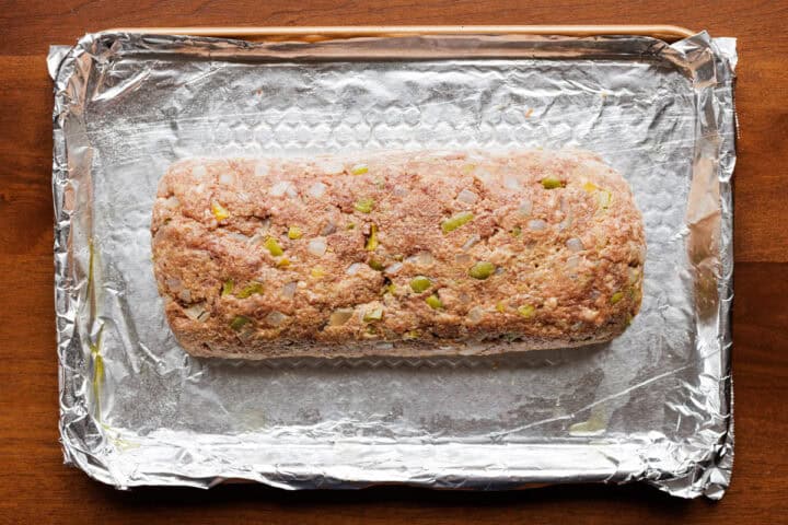 elk meatloaf on sheet pan.