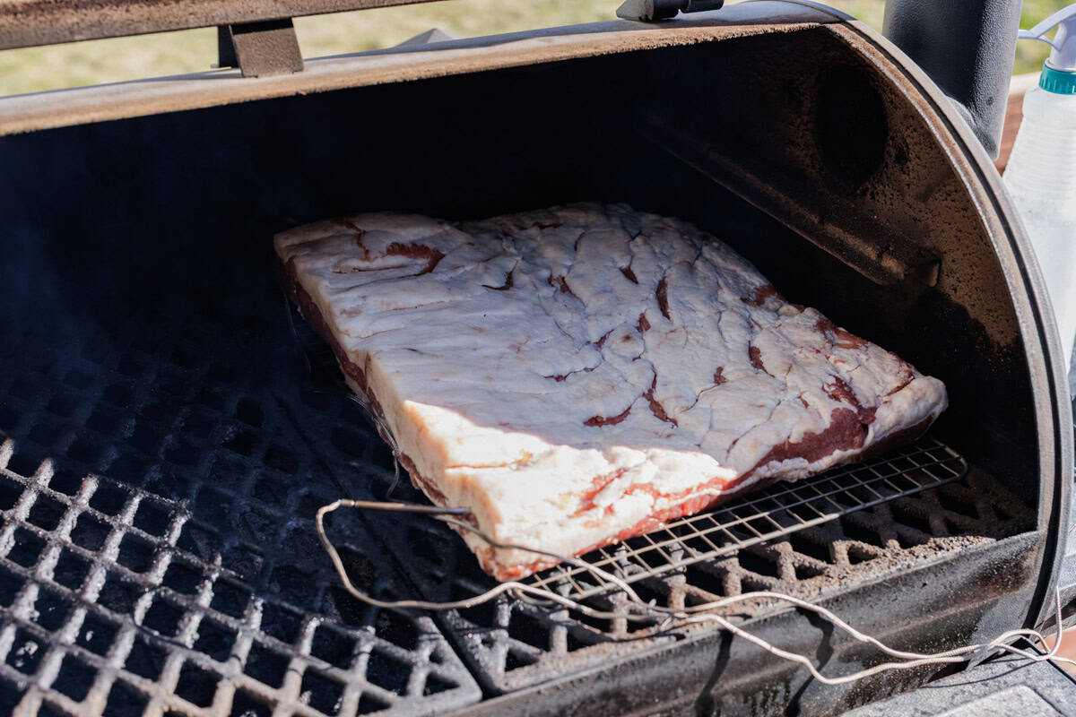 pork belly on smoker.