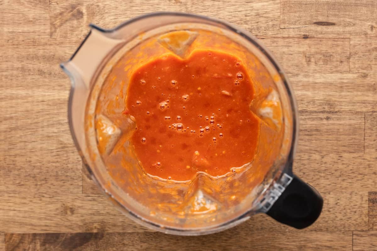 blended smoked tomato jam in blender.