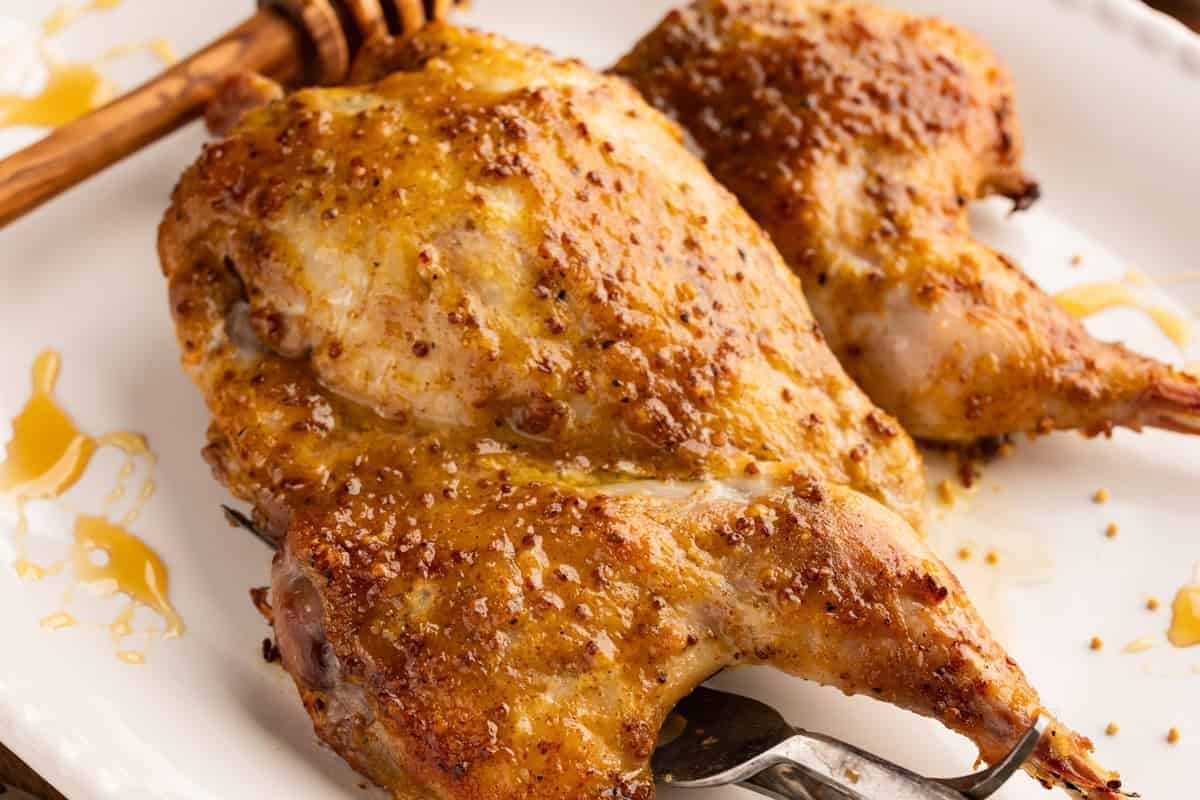 roast pheasant with honey mustard glaze.