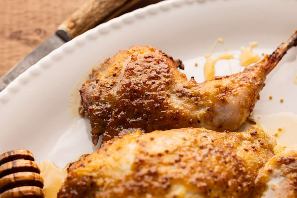 roasted pheasant with honey mustard glaze.