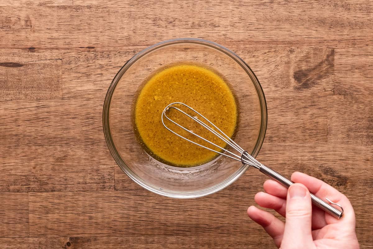 whisking sauce for venison tartare.