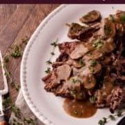 crock pot elk roast with mushroom gravy pin.