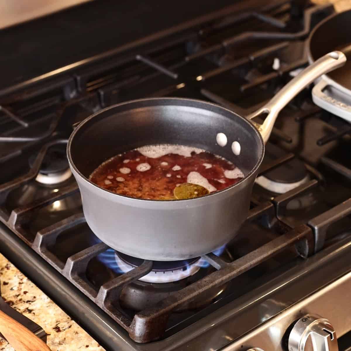 wild rice cooking on stove.