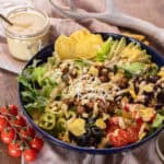 venison taco salad with chipotle lime dressing.