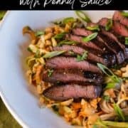 elk steak noodle bowls with peanut sauce pin.
